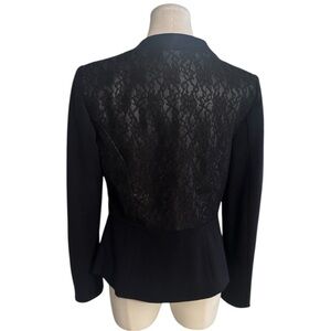 CACHE Black Lace Asymmetric Jacket Blazer Top Zipper Work Party Holiday 8 M VTG